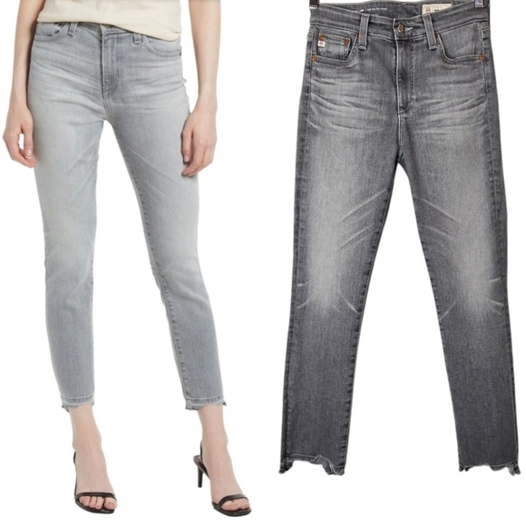 Ag Adriano Goldschmied Mari High-Rise Slim Straight Crop Jeans Gray Size 28 - Picture 1 of 8